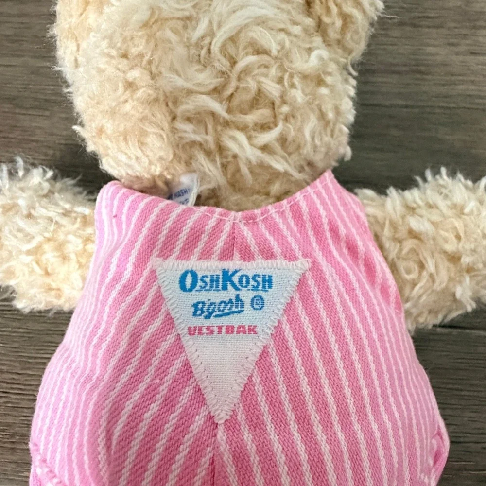 Vintage Eden Osh Kosh B'Gosh Plush‎ Bear with Pink Striped Overalls